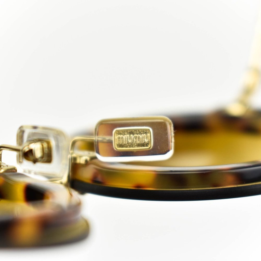 MIU MIU "Reveal": Gold, Metal & Tortoise Brown "Runway" Sunglasses (o) - Picture 9 of 12